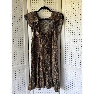 NWT Old Navy Ruffle Leopard Print Midi Dress Women's XL